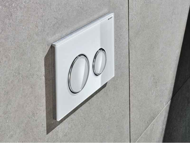 Купить Клавиша смыва Geberit Sigma Type 21 115.884.SI.1, белое стекло, глянцевый хром