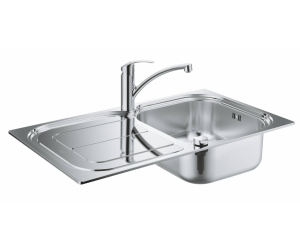 Мойка кухонная из нержавеющей стали Grohe K300 45-S 1.0, 31565SD0 со смесителем, корзинчатым фильтром и донным клапаном, хром