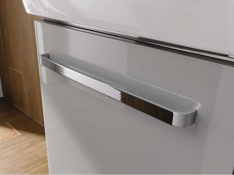 Купить Тумба под раковину Geberit Renova Compact, 50 см, цвет светло-серый глянцевый, 862056000