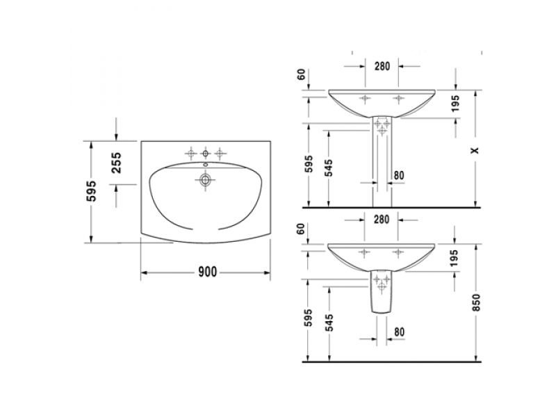 Купить Раковина Duravit Caro 043490 00 00, 90*59,5 см