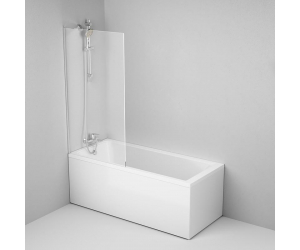 Акриловая ванна Am.Pm Gem 150 x 70 см, W90ASET-150W90BS80CT, с каркасом и шторкой на борт ванны