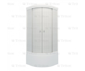 Душевая кабина Triton Стандарт Лён Б 90 x 90 см, четверть круга, задние стенки белые, стекло лён, высокий поддон, сифон, ДН4, Щ0000041033