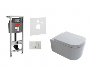 Комплект 6 в 1: 514306 Meg11: Инсталляция Mepa VariVIT A31 514306 + Унитаз подвесной безободковый Galassia Meg11 5411 35 x 55 см, сиденье SoftClose 5455