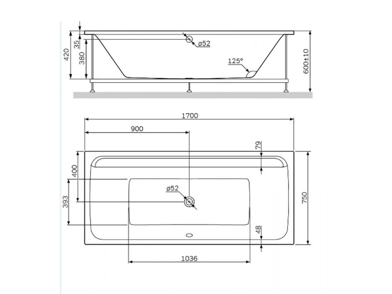 Купить Акриловая ванна Am.Pm Inspire 2.0 W52A-170-075W-A, 170 x75 см