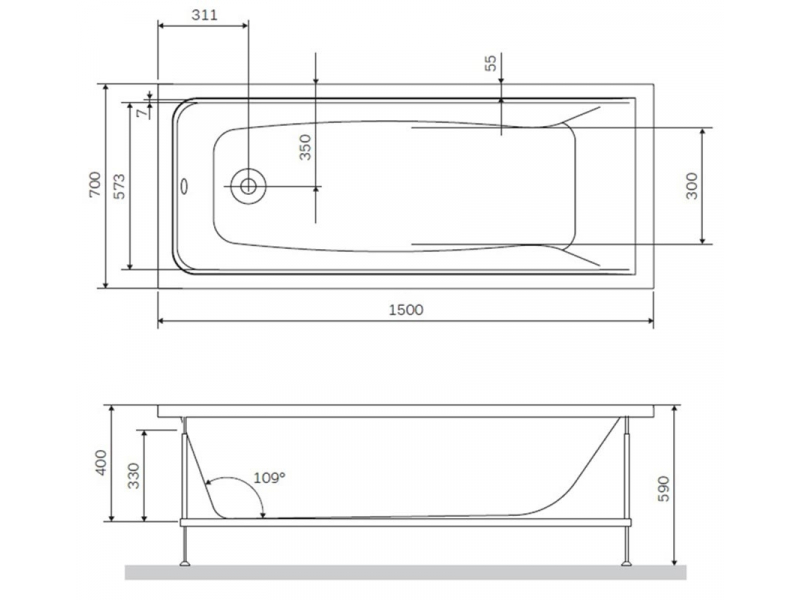Купить Акриловая ванна Am.Pm Gem 150x70 W90A-150-070W-A