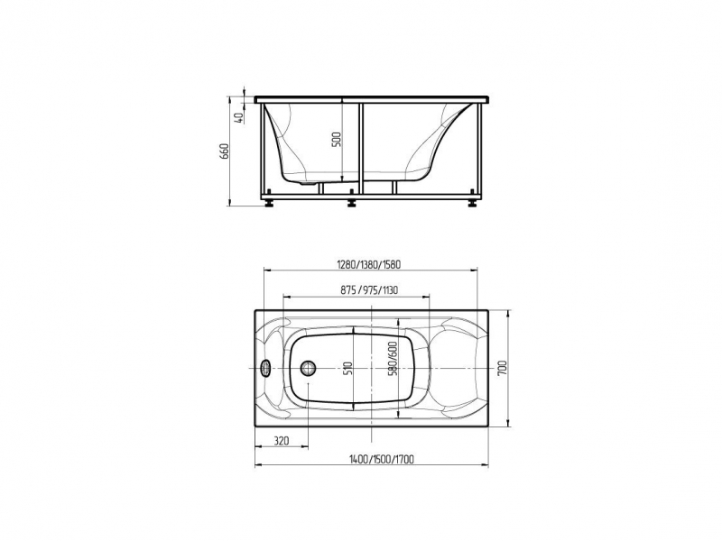 Купить Акриловая ванна Aquatek Альфа 140х70