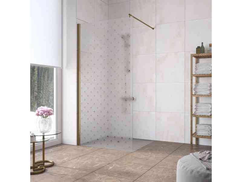 Купить Неподвижная стенка Vegas Glass EAF Lux 76 05 R05, профиль - бронза, стекло – флер-де-лис, 76*199,5 см