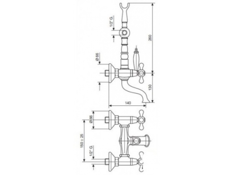 Купить Смеситель для ванны и душа Emmevi Deco Ceramic 121611BR, бронза