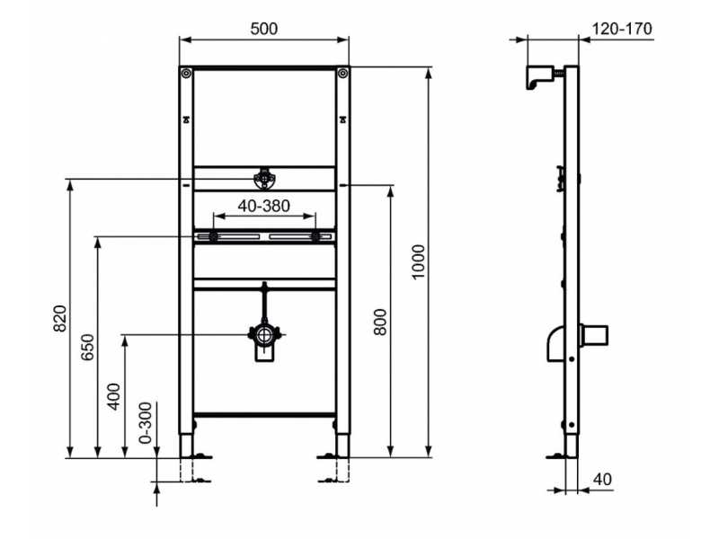Купить Инсталляция Ideal Standard Prosys для монтажа писсуара, серый, R010367