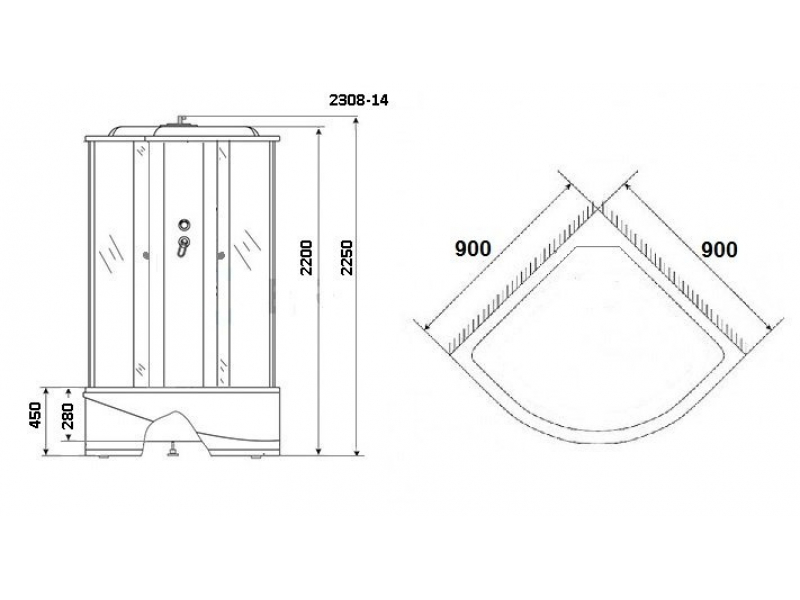 Купить Душевая кабина Niagara NG-2308-14G, 90 x 90 см с гидромассажем