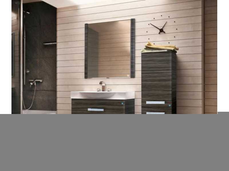Купить Тумба под раковину Style Line Лотос 80 Plus ЛС-00000491, 80 см, подвесная, шёлк зебрано