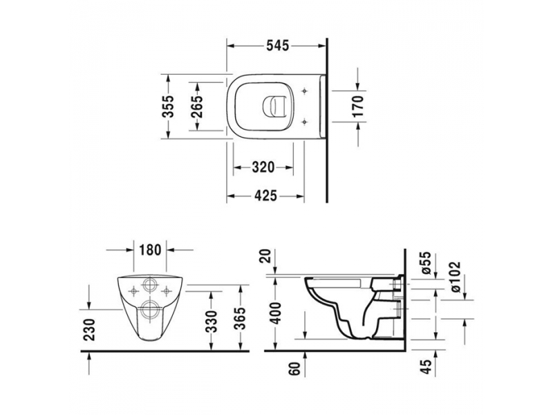 Купить Подвесной унитаз Duravit D-Code, безободковый, крышка микролифт, 45700900A1