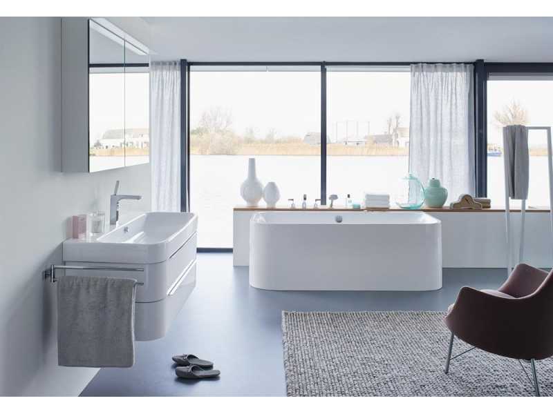 Купить Тумба под раковину Duravit Happy D 2 H2 636522 22 80 см, с двуми ящиками, белый глянцевый
