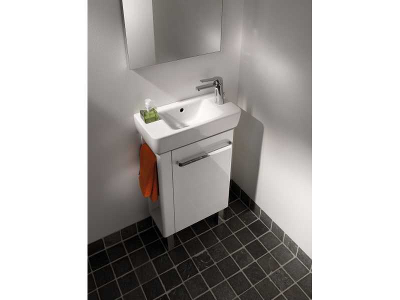Купить Тумба под раковину Geberit Renova Compact, 50 см, с полотенцедержателем слева, цвет белый глянцевый, 862250000
