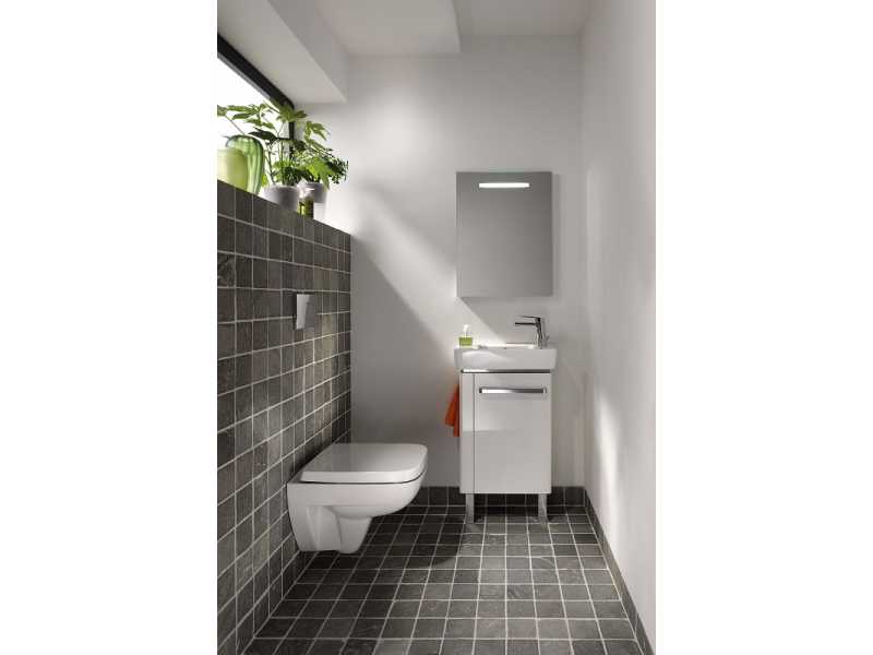 Купить Тумба под раковину Geberit Renova Compact, 50 см, с полотенцедержателем слева, цвет белый глянцевый, 862250000
