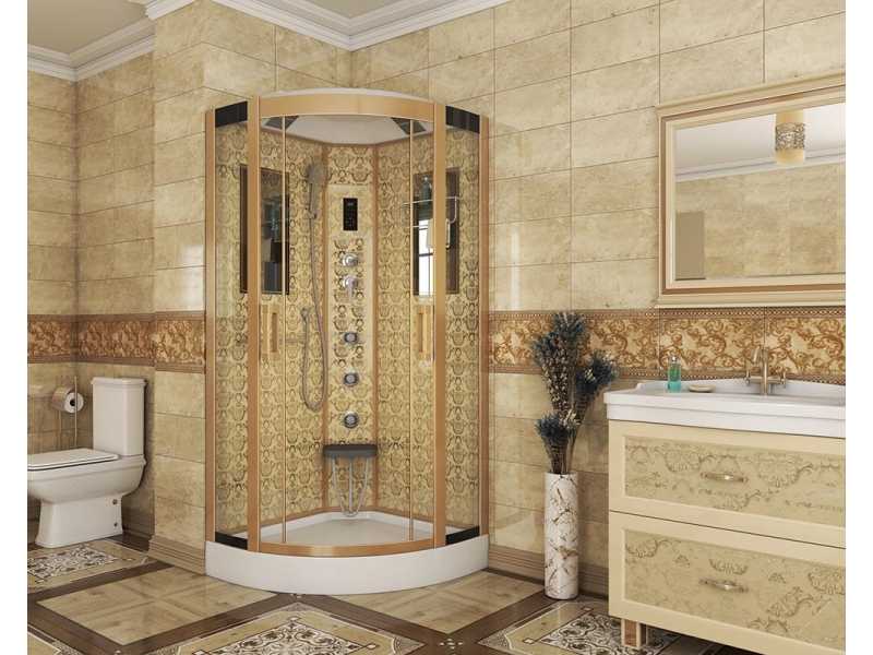 Купить Душевая кабина Niagara 7715G, 90 x 90 см с гидромассажем, стенки золото
