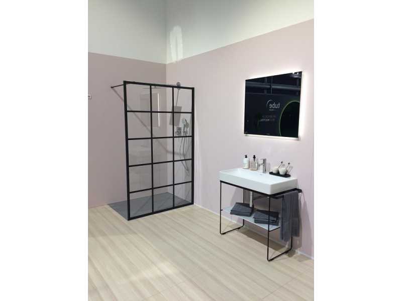 Купить Душевое ограждение Kermi WALK-IN Dark Edition XD WW1 14020 3PK, 138-140 x 200 см с опорой, черный soft+декор, прозрачное стекло + Kermiclean