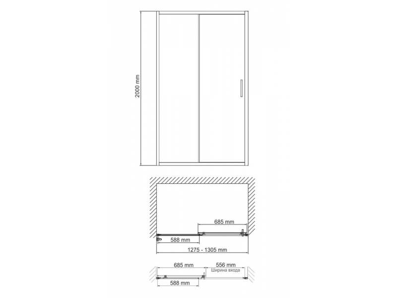Купить Душевая дверь WasserKRAFT Main, универсальная, 130 х 200 см, 41S30