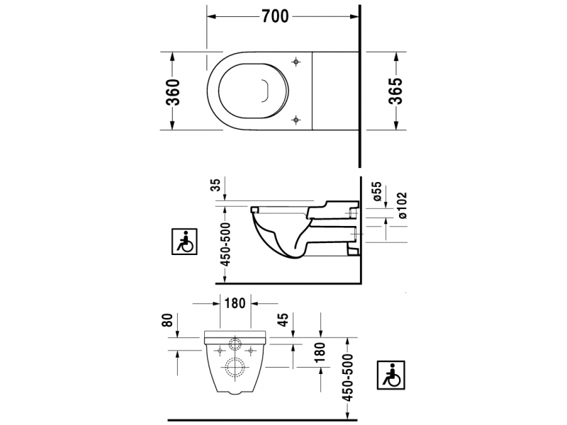 Купить Подвесной унитаз Duravit Starck 3 2203090000, для инвалидов