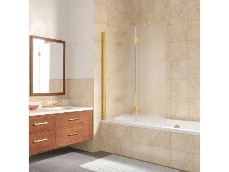 Купить Шторка на ванну Vegas Glass E2V Lux 0120 09 02, профиль - золото, стекло – шиншилла, 120*150,5 см