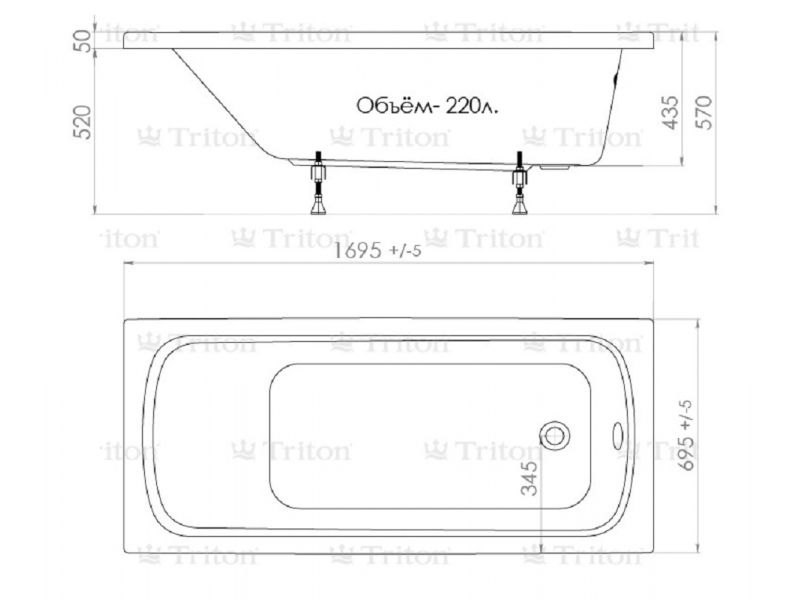 Купить Акриловая ванна Triton Ультра 170 x 70 см, Щ0000013002