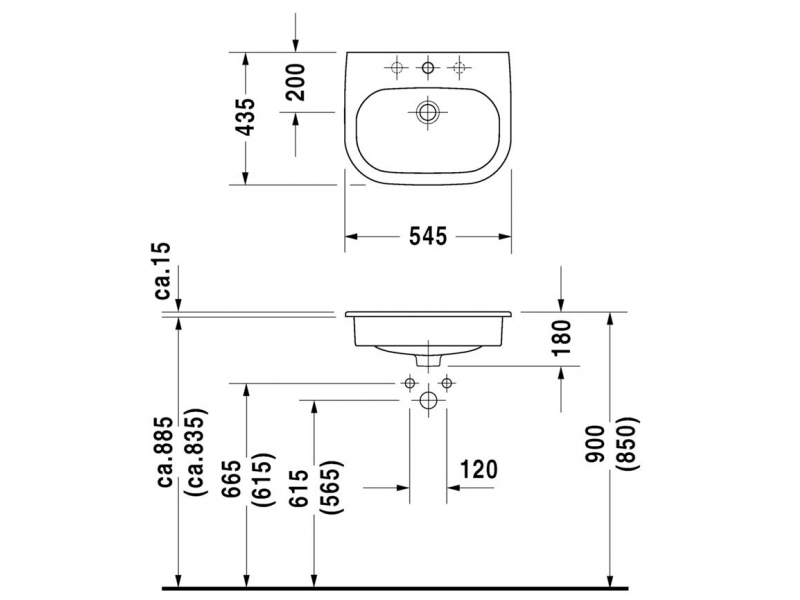 Купить Раковина Duravit D-Code 0337540000, врезная сверху