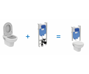 Инсталляция Ideal Standard Prosys 2.0, без кнопки, R046367 с унитазом Ideal Standard Exacto Rimless безободковый c сиденьем микролифт, R002601, комплект, RX002602