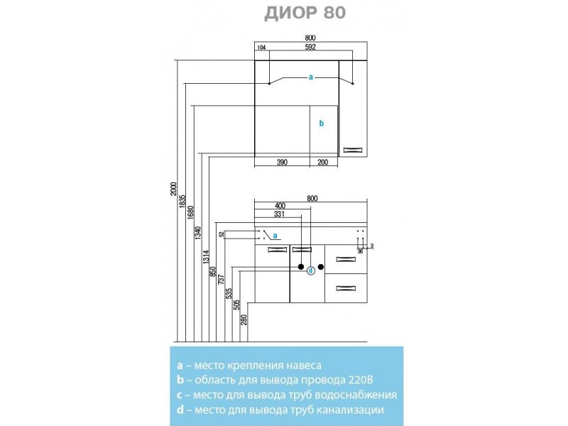 Купить Тумба под раковину Акватон Диор 80, 1A167801DR010, белая