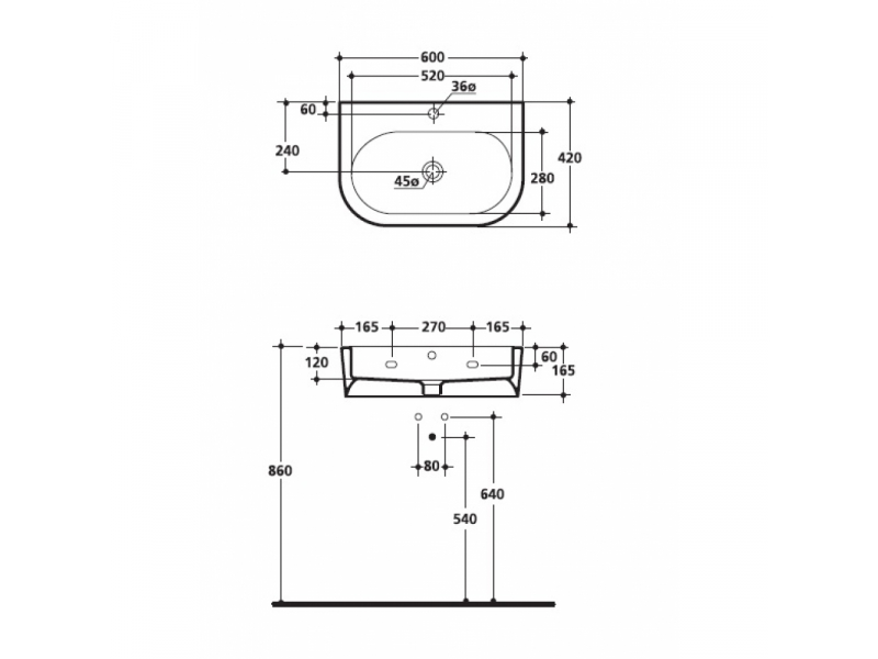 Купить Раковина Kerasan Flo 3142 bi*1, 60*42см