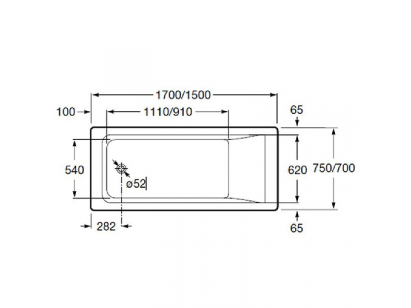 Купить Акриловая ванна Roca Easy 150x70 ZRU9302904 без гидромассажа (акрил) прямоугольная, белая