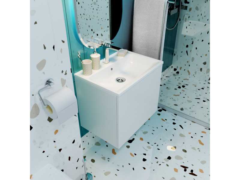 Купить Тумба с раковиной 1MarKa Elena 60П У96879 Push МДФ, белый глянец