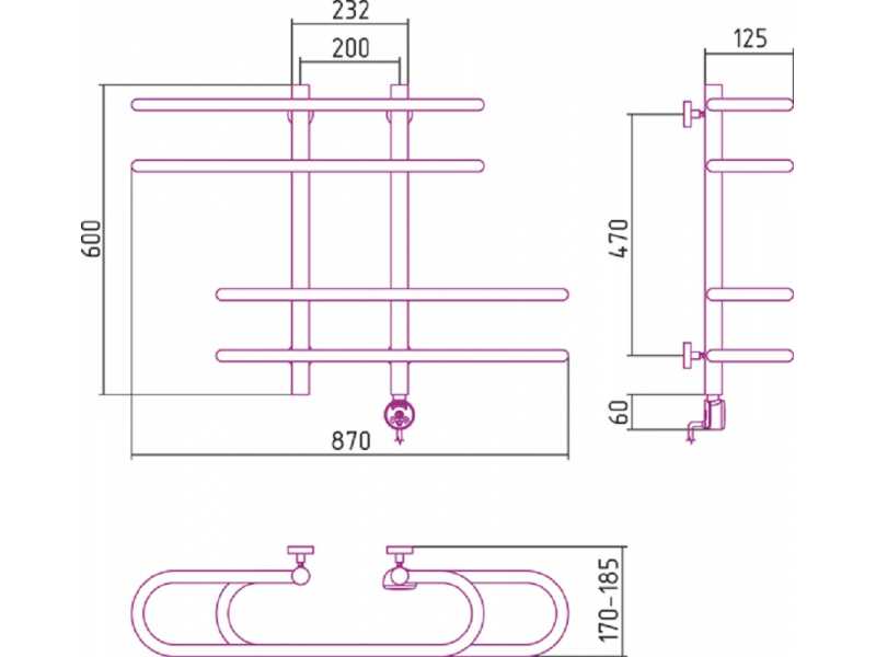 Купить Полотенцесушитель электрический Сунержа Фурор 60 x 90 см, ТЭН слева/справа, хром
