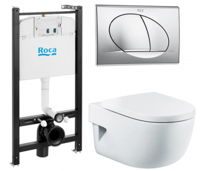 Инсталляция Roca Active с унитазом Roca Meridian Compact и крышкой с микролифтом, комплект (7.8931.0.411.0)