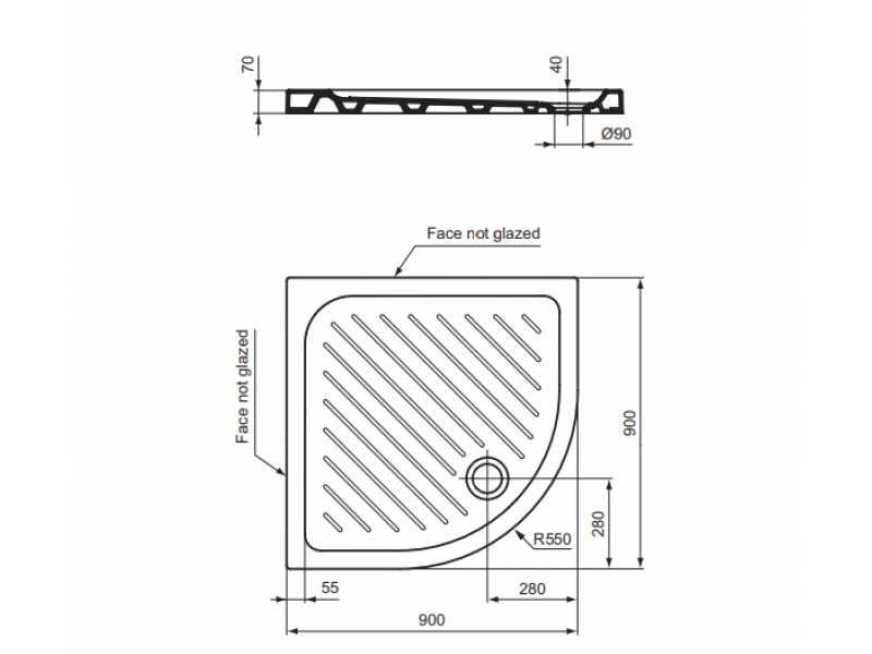 Купить Поддон Vidima 90 x 90 см, W833561, керамический, четверть круга, R 550