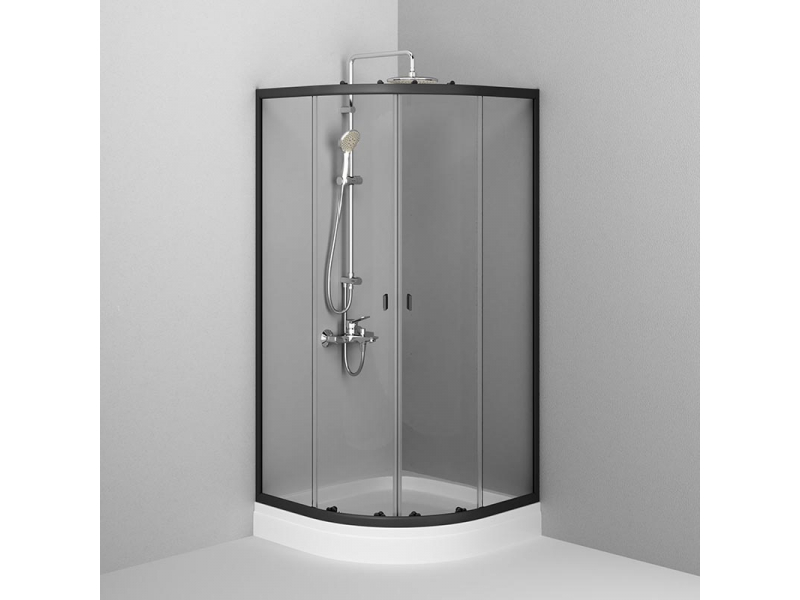 Купить Душевой уголок Am.Pm X-Joy Twin Slide W88G-205-090BT, 90 x 90 см, профиль черный матовый, стекло прозрачное, без поддона