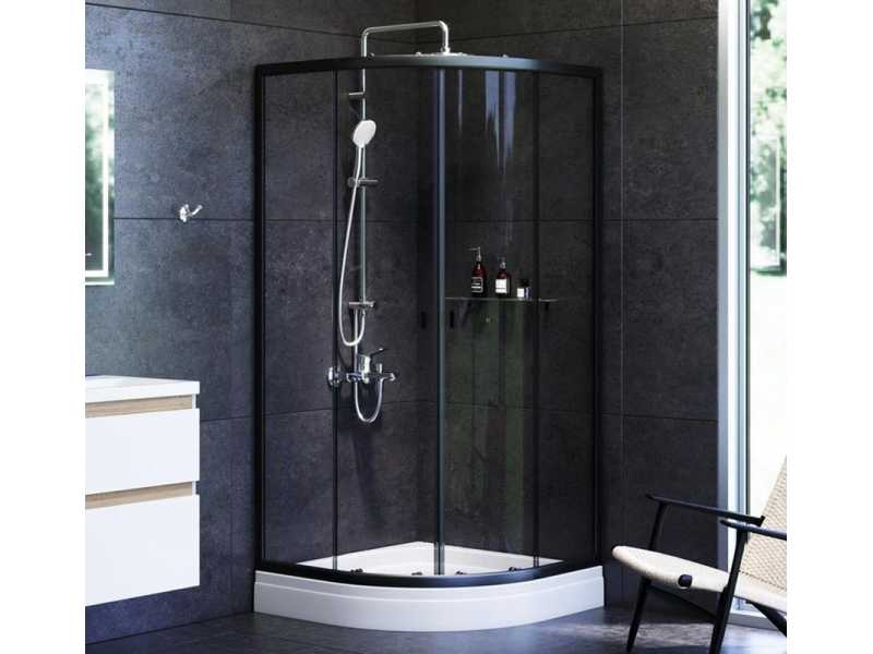 Купить Душевой уголок Am.Pm X-Joy Twin Slide W88G-205-090BT, 90 x 90 см, профиль черный матовый, стекло прозрачное, без поддона