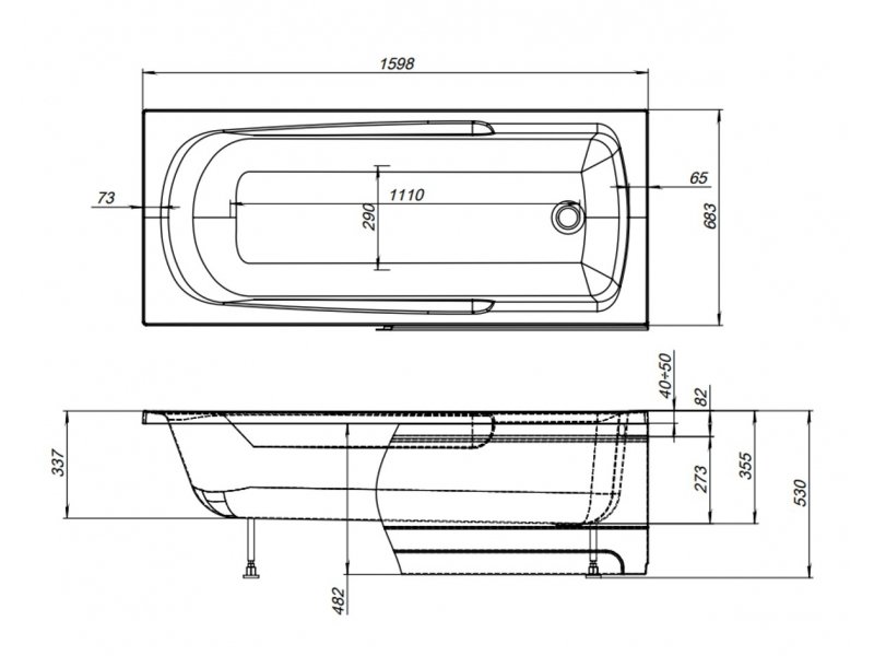 Купить Ванна акриловая Aquanet Extra 160 x 70 см 255742, с каркасом, белая
