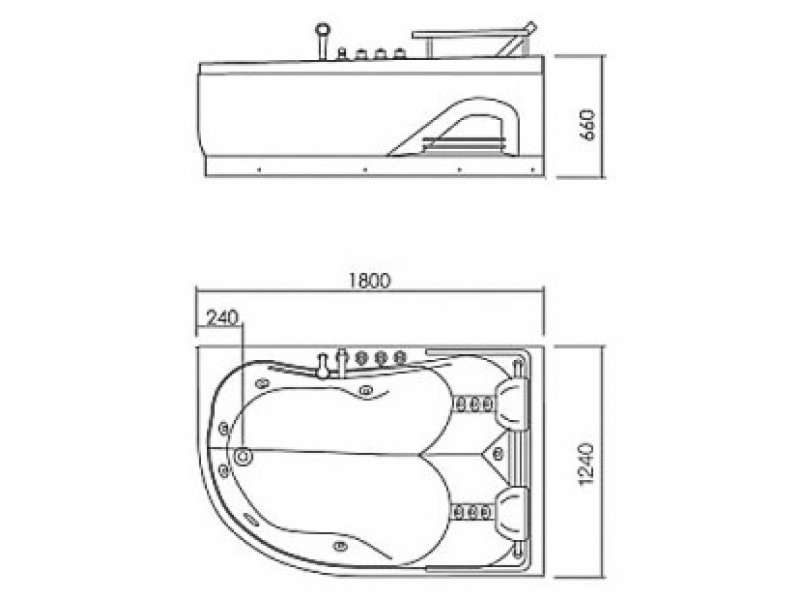 Купить Ванна акриловая Appollo, TS-0919R ll, без гидромассажа правая, 180х125х66 см