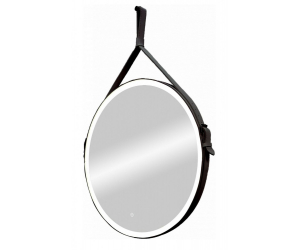 Зеркало Art&Max Milan 100 см с подсветкой, на ремне из черной кожи, AM-Mil-1000-DS-F-Nero