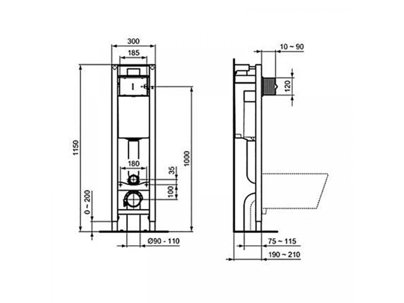 Купить Инсталляция Ideal Standard PROSYS ECO FRAME M, E233267 для унитаза, узкая