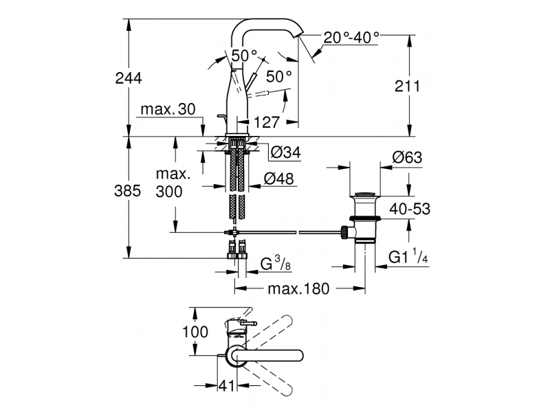 Купить Смеситель для раковины Grohe Essence New 32628001, хром