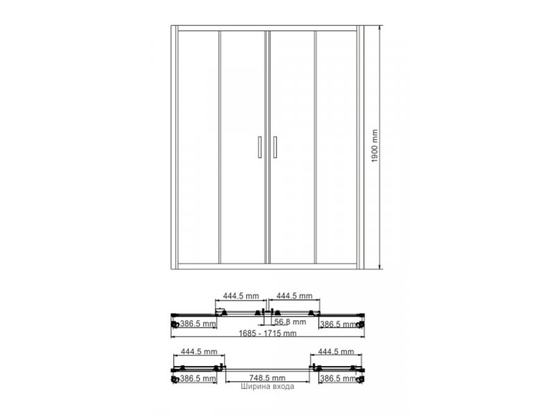 Купить Душевая дверь WasserKRAFT 45S09 cтекло прозрачное, 170 x 190 см