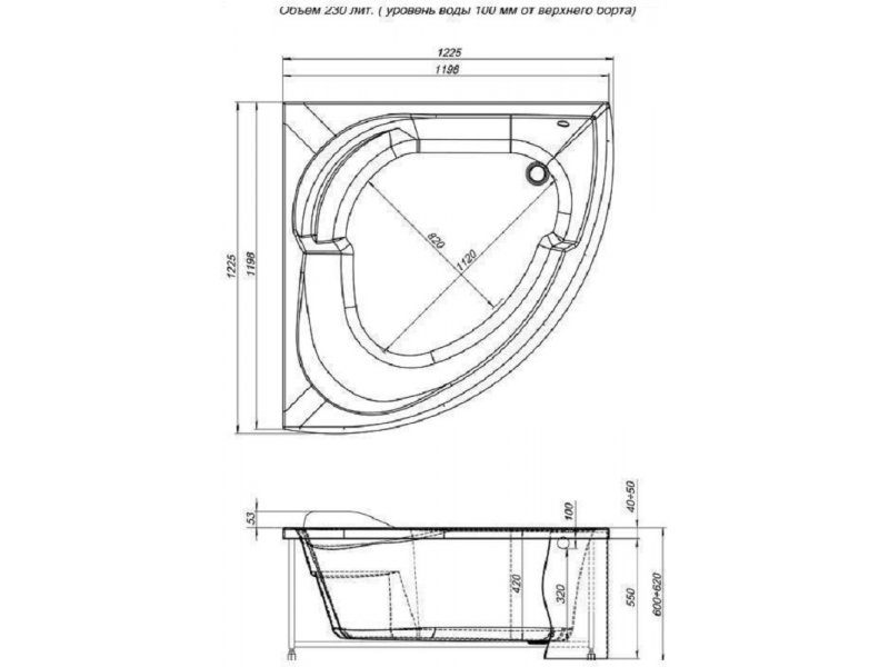 Купить Ванна акриловая Aquanet Fregate 00203935, 120 x 120 см