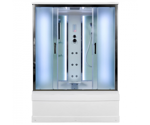 Душевая кабина Deto Em EM4516 LED гм 160 x 85 см, с крышей, с Led подсветкой, с гидромассажем