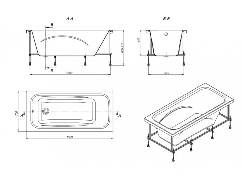 Купить Акриловая ванна Roca Line 150x70 см ZRU9302982