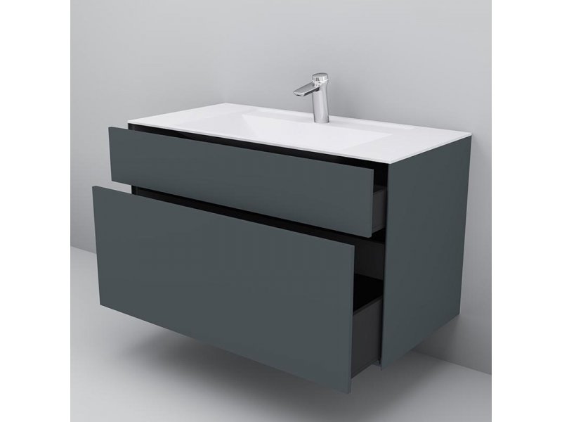 Купить Тумба под раковину Am.Pm Inspire 2.0 M50AFHX1003GM подвесная 100 см, 3 ящика, цвет графит, матовый