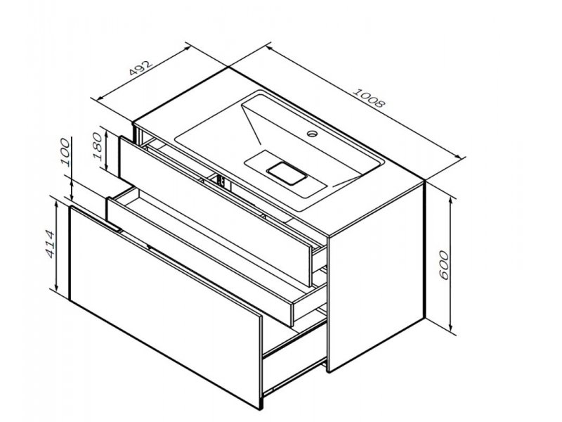 Купить Тумба под раковину Am.Pm Inspire 2.0 M50AFHX1003GM подвесная 100 см, 3 ящика, цвет графит, матовый