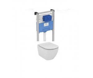 Инсталляция Ideal Standard T386801 с унитазом TESI AquaBlade T007901, сиденье микролифт, комплект