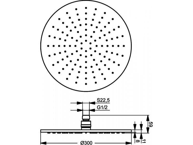 Купить Верхний душ Ideal Standard Idealrain, B9443AA, Ø300 мм, 1 режим струи, без держателя