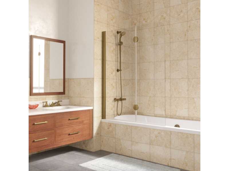 Купить Шторка на ванну Vegas Glass E2V Lux 0120 05 01, профиль - бронза, стекло – прозрачное, 120*150,5 см